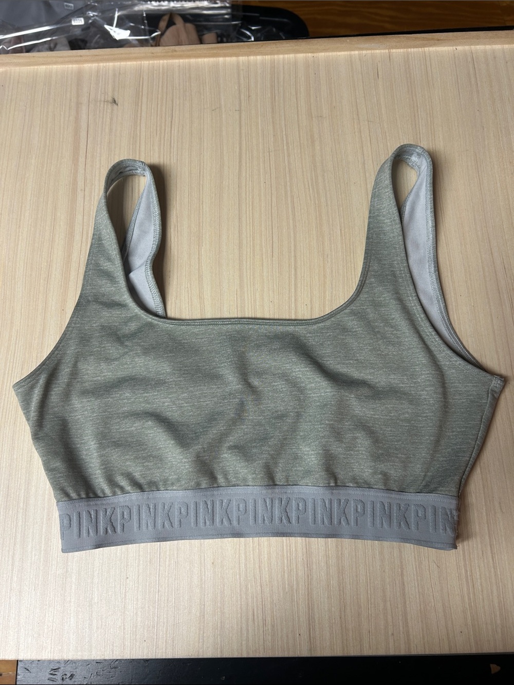 PINK Victoria's Secret Olive Green Seamless Scoop Sports Bra S-DD